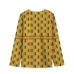 Yellow Kente Pattern Print Long Sleeve Short Coat