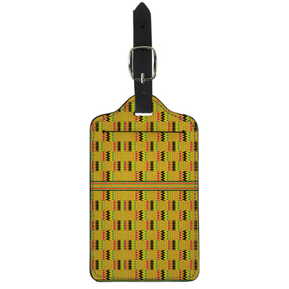Yellow Kente Pattern Print Luggage Tag