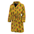 Yellow Kente Pattern Print Men's Bathrobe