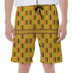 Yellow Kente Pattern Print Men's Beach Shorts