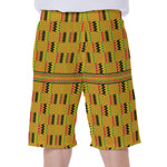 Yellow Kente Pattern Print Men's Beach Shorts