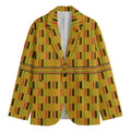 Yellow Kente Pattern Print Men's Blazer
