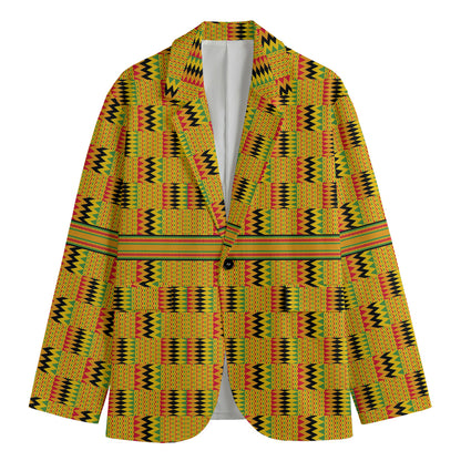 Yellow Kente Pattern Print Men's Blazer