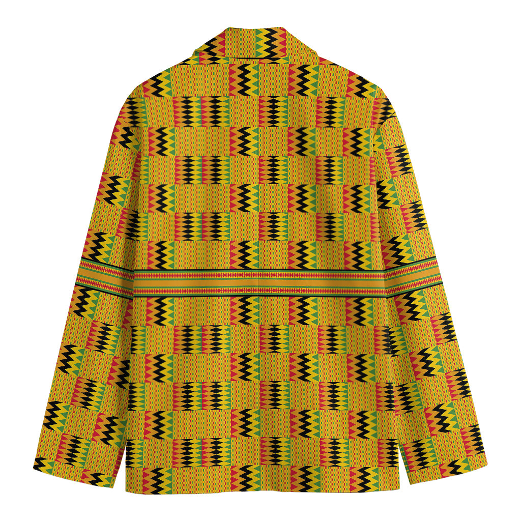 Yellow Kente Pattern Print Men's Blazer