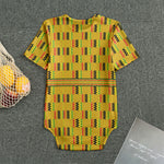 Yellow Kente Pattern Print Men's Bodysuit