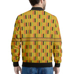 Yellow Kente Pattern Print Men's Bomber Jacket