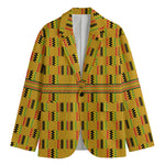 Yellow Kente Pattern Print Men's Cotton Blazer