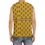 Yellow Kente Pattern Print Men's Fitness Tank Top