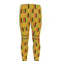Yellow Kente Pattern Print Men's Leggings
