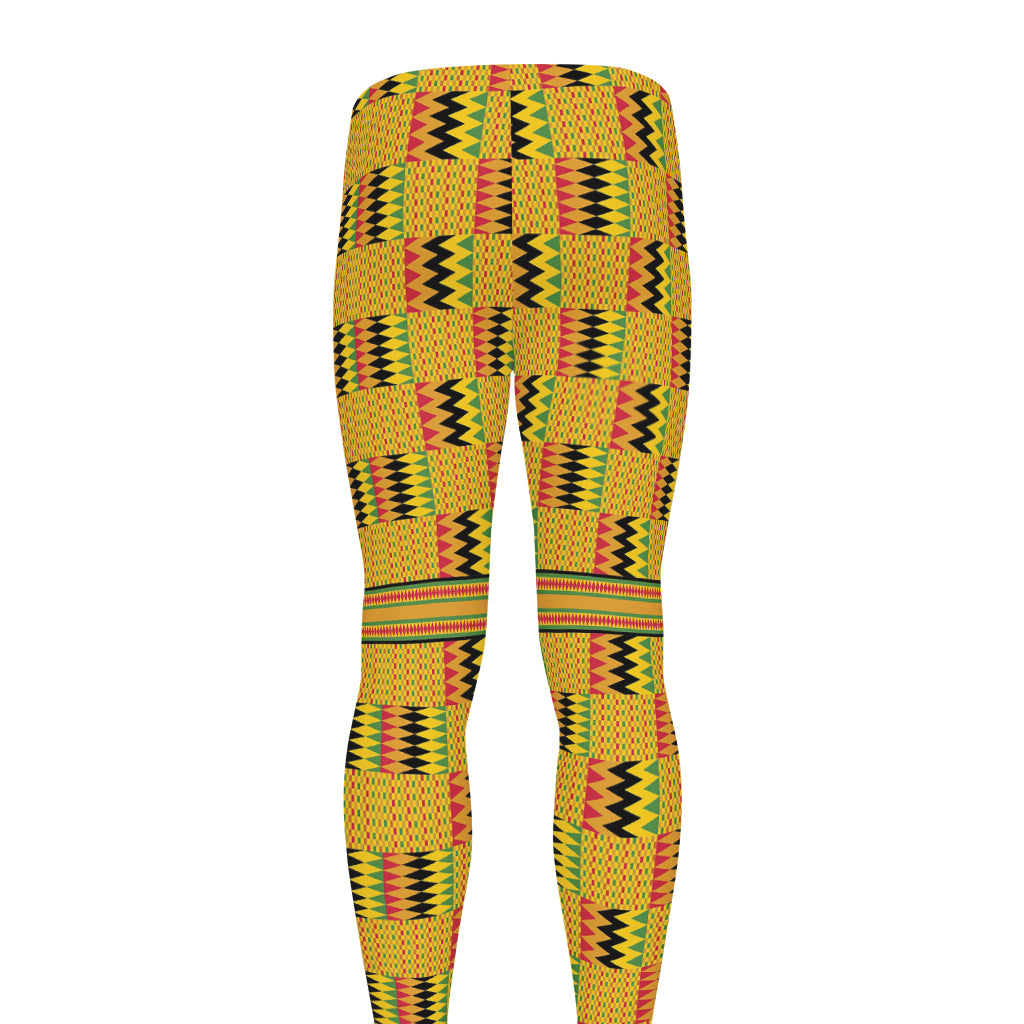Yellow Kente Pattern Print Men's leggings