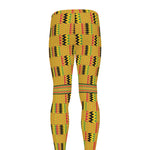 Yellow Kente Pattern Print Men's leggings