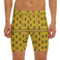 Yellow Kente Pattern Print Men's Long Boxer Briefs