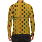 Yellow Kente Pattern Print Men's Long Sleeve Rash Guard