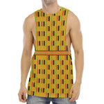 Yellow Kente Pattern Print Men's Muscle Tank Top