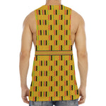Yellow Kente Pattern Print Men's Muscle Tank Top