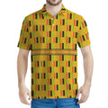 Yellow Kente Pattern Print Men's Polo Shirt
