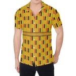 Yellow Kente Pattern Print Men's Shirt