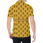 Yellow Kente Pattern Print Men's Shirt