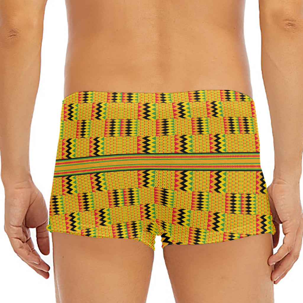 Yellow Kente Pattern Print Men's Short Boxer Briefs