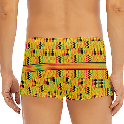 Yellow Kente Pattern Print Men's Short Boxer Briefs