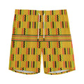Yellow Kente Pattern Print Men's Athletic Shorts