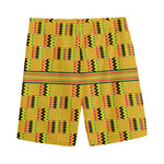 Yellow Kente Pattern Print Men's Sports Shorts