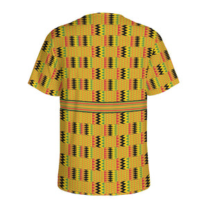Yellow Kente Pattern Print Men's Sports T-Shirt