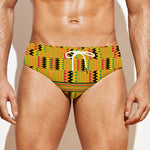 Yellow Kente Pattern Print Men's Swim Briefs