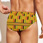 Yellow Kente Pattern Print Men's Swim Briefs