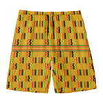 Yellow Kente Pattern Print Men's Swim Trunks