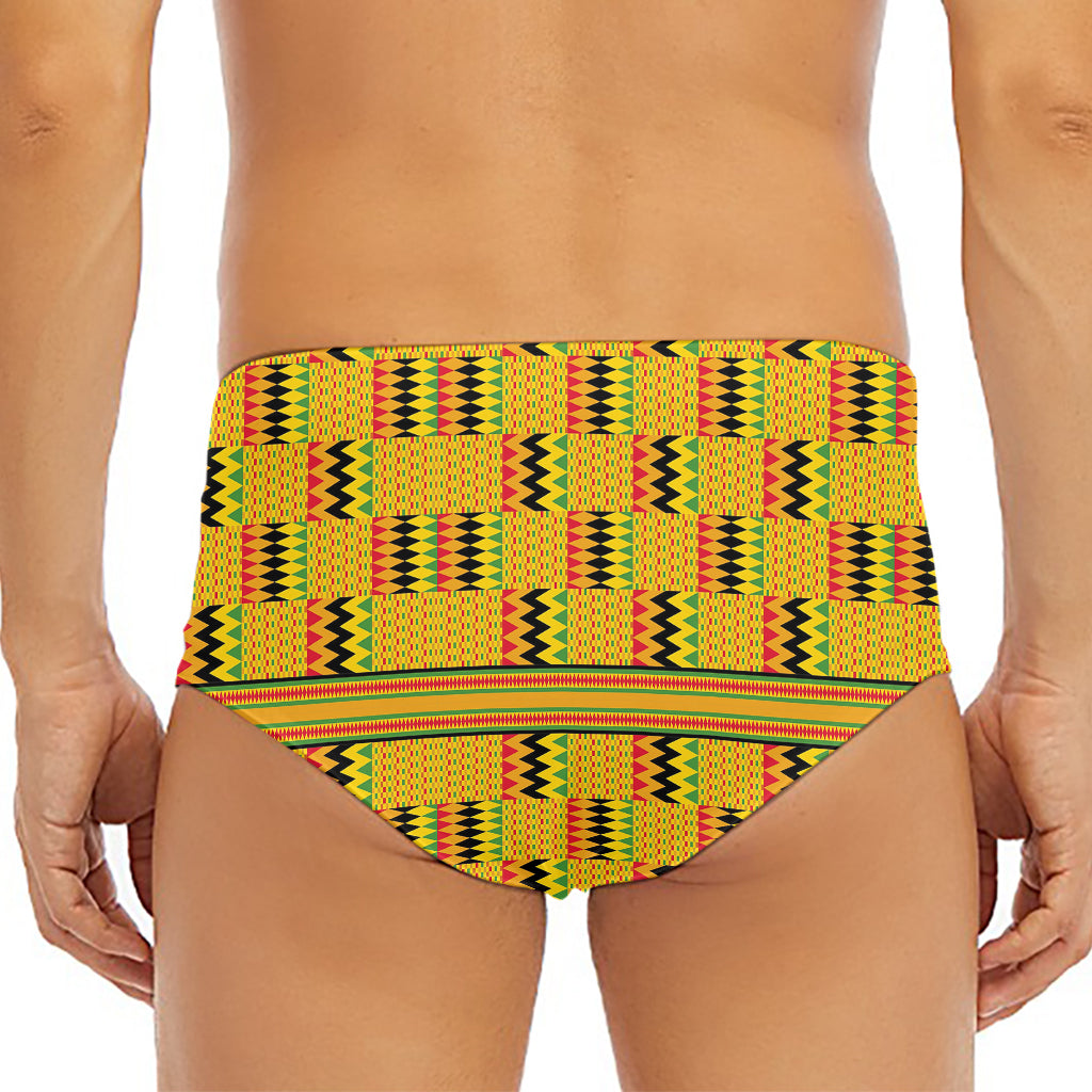 Yellow Kente Pattern Print Men's Triangle Swim Briefs