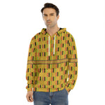 Yellow Kente Pattern Print Men's Velvet Pullover Hoodie