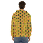 Yellow Kente Pattern Print Men's Velvet Pullover Hoodie