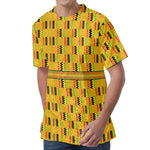 Yellow Kente Pattern Print Men's Velvet T-Shirt