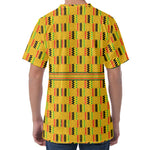 Yellow Kente Pattern Print Men's Velvet T-Shirt