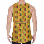 Yellow Kente Pattern Print Men's Velvet Tank Top