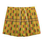 Yellow Kente Pattern Print Mesh Shorts