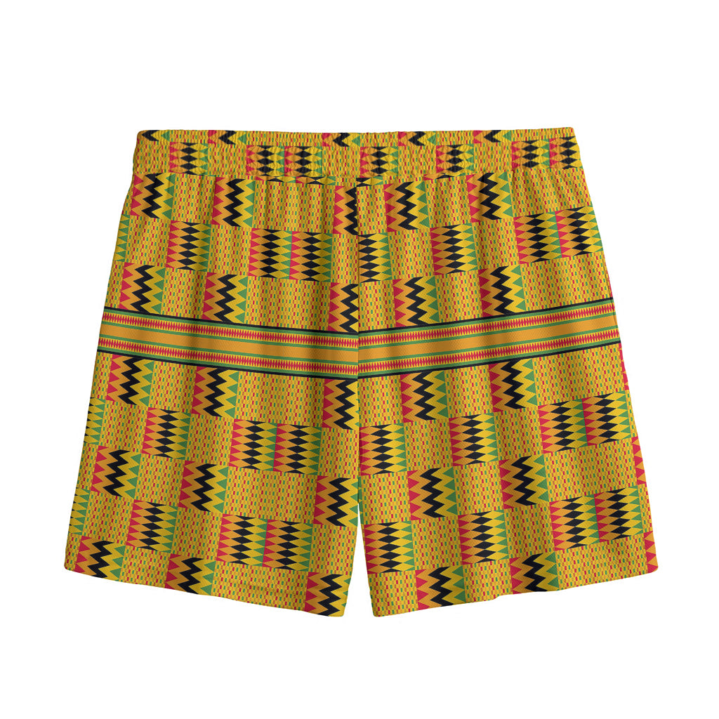Yellow Kente Pattern Print Mesh Shorts