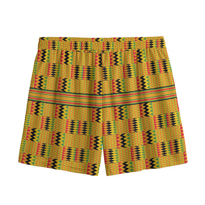 Yellow Kente Pattern Print Mesh Shorts