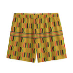 Yellow Kente Pattern Print Mesh Shorts