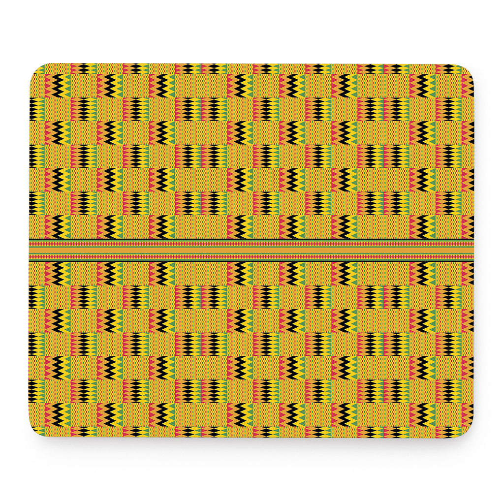 Yellow Kente Pattern Print Mouse Pad
