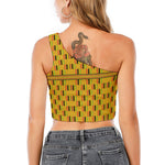 Yellow Kente Pattern Print One Shoulder Crop Top