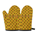 Yellow Kente Pattern Print Oven Mitts