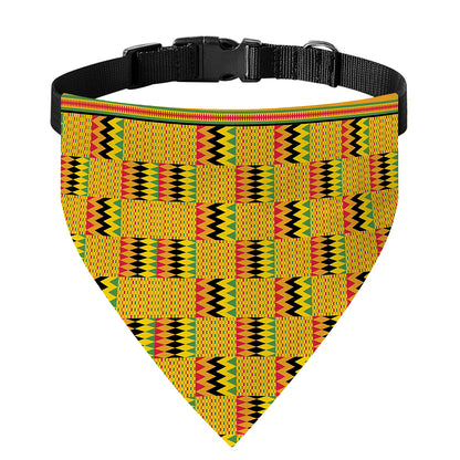 Yellow Kente Pattern Print Over The Collar Dog Bandana
