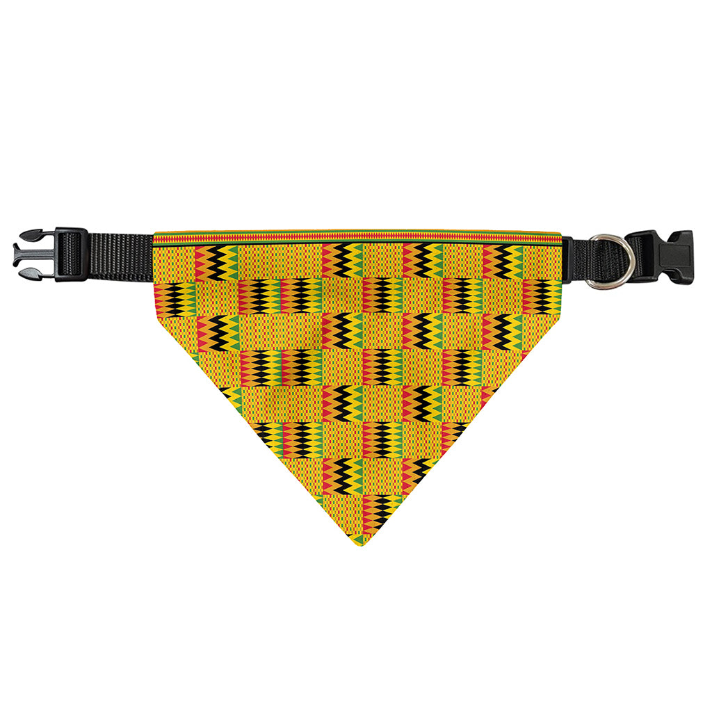 Yellow Kente Pattern Print Over The Collar Dog Bandana