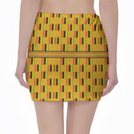 Yellow Kente Pattern Print Pencil Mini Skirt