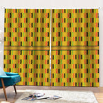 Yellow Kente Pattern Print Pencil Pleat Curtains