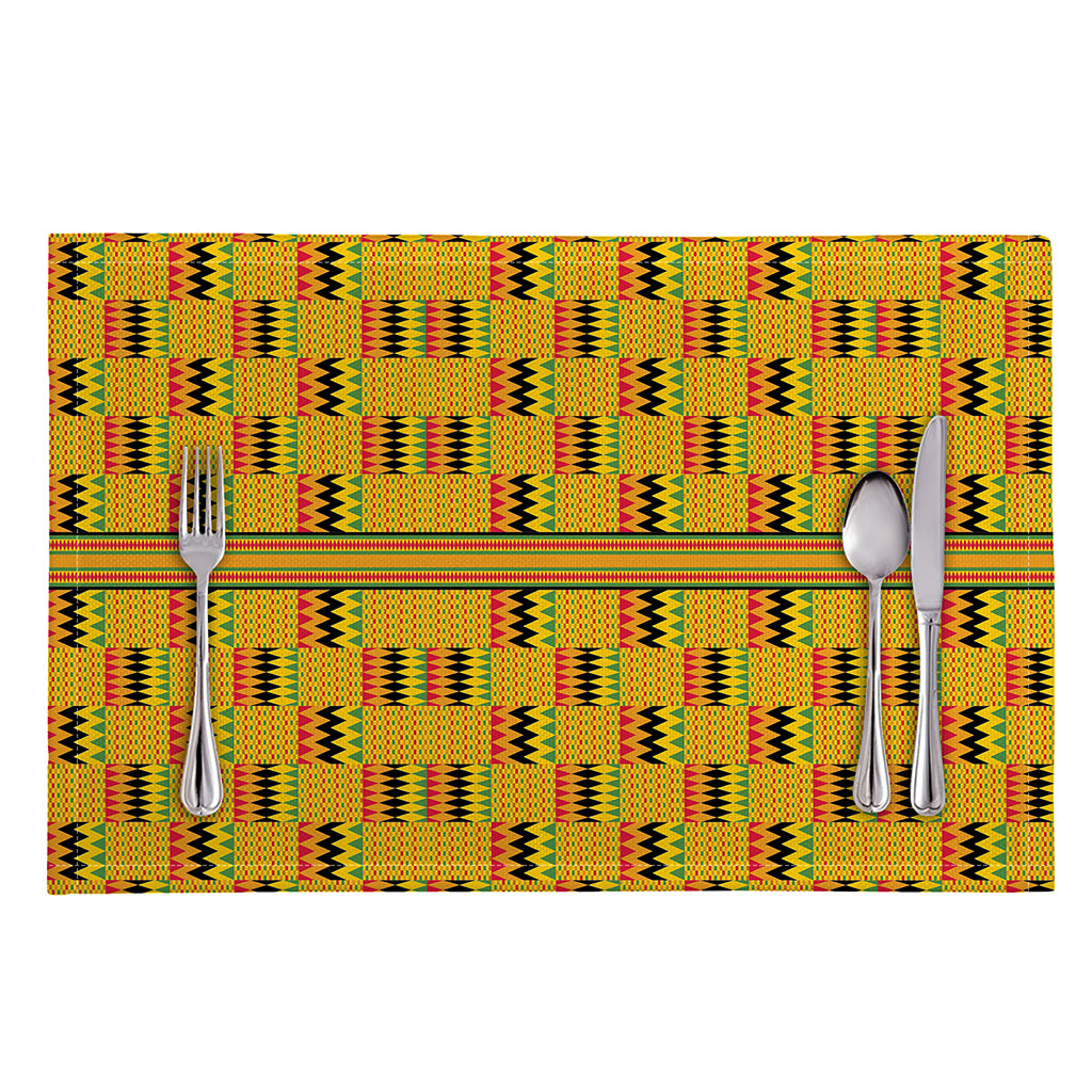 Yellow Kente Pattern Print Placemat