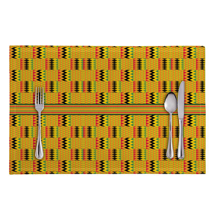 Yellow Kente Pattern Print Placemat