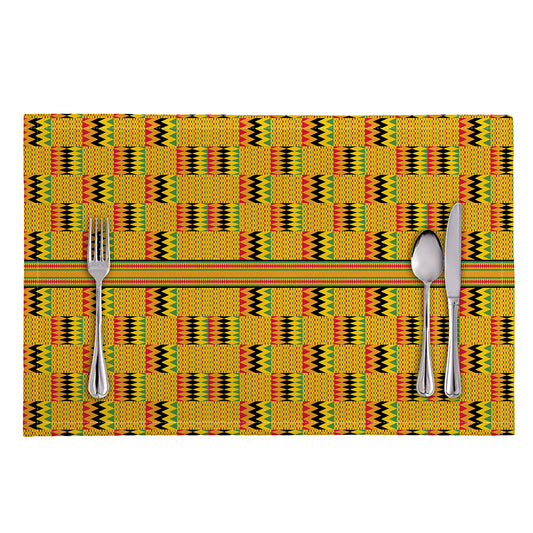 Yellow Kente Pattern Print Placemat